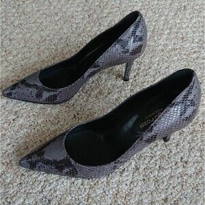 Sergio Rossi Snake Print Heels in gray & black size 37